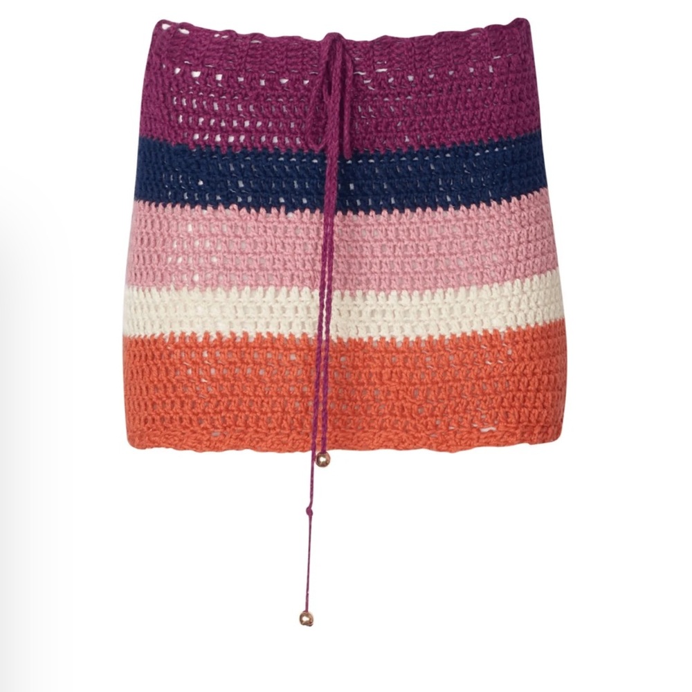 Soah Swim Gia Sunset Striped Crochet Crop Top + Mini Skirt Set - Picture 6 of 15